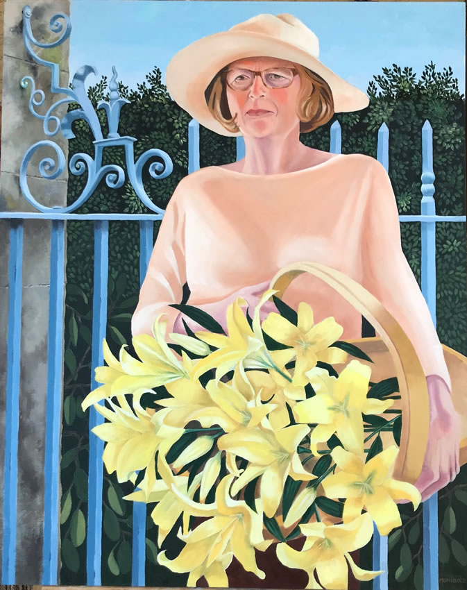Lady With Lillies, from the Series People and Plants, 30 x 24 inches, Oil on Canvas