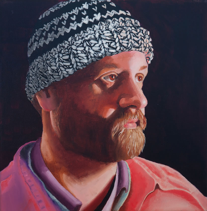 MEN WEARING HATS SERIES - Oil on canvas, 12 x 12