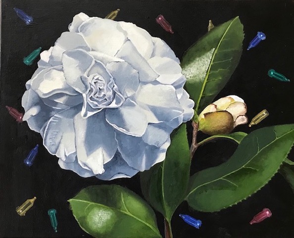Tracy’s Christmas Camillia 16 x 20 inches Oil on Canvas